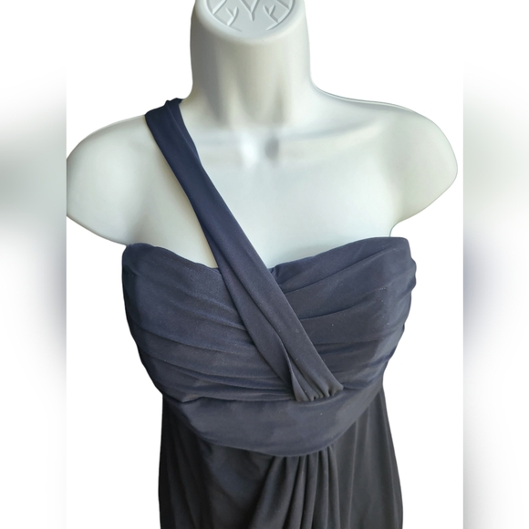 Amsale Navy Blue Long Formal Dress Maxi Sweetheart Neck Wedding Stretch Size 8 - Picture 2 of 4